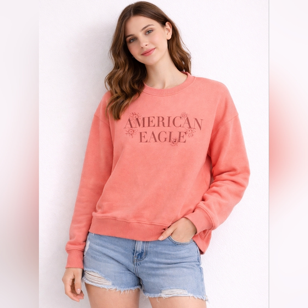 Like New American Eagle Outfitters Women's Pink Crew Neck Sweater